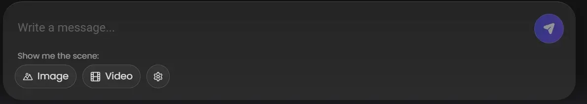 Candy AI message box with Image and Video buttons